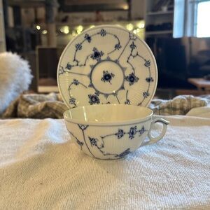 Royal Copenhagen Blue Fluted Plain Teacup Set